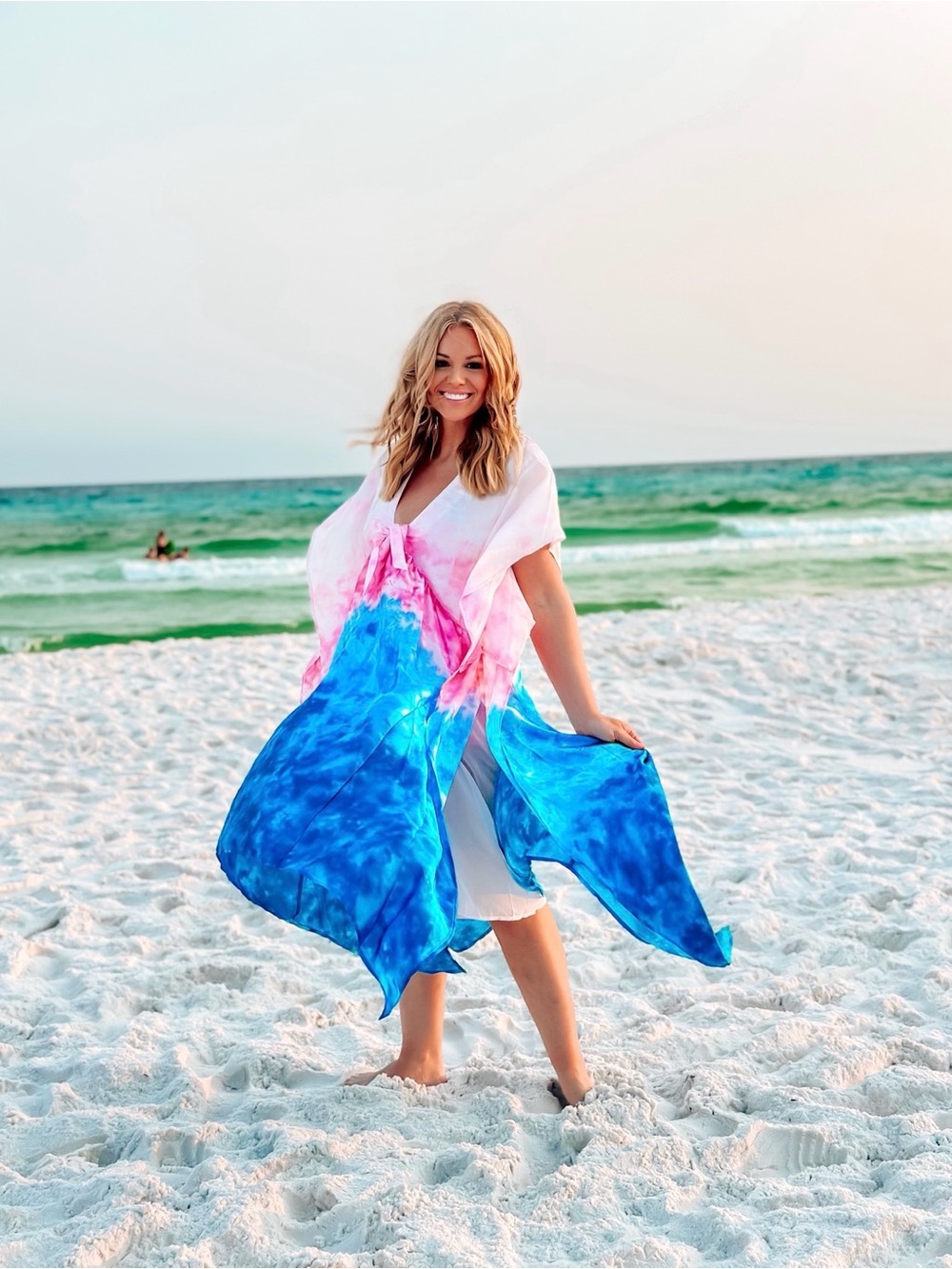 Buddy Love Pink and Blue Tie-Dye Maxi Cover-Up Dress